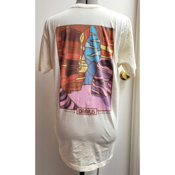 Dravus Heading Nowhere T Shirt Unisex Size Large Cream Back Graphic - Picture 1 of 4